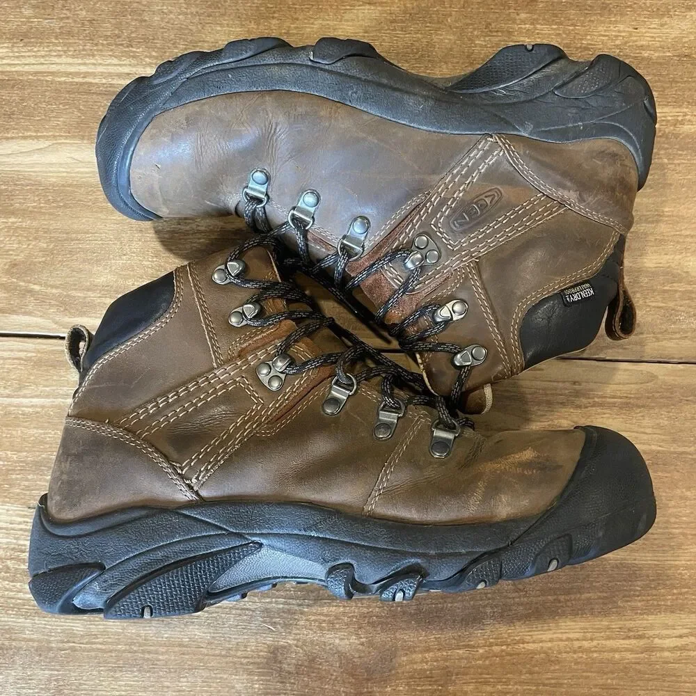 Keen Waterproof Hiking Boots Mens 9.5 Brown Leather Mid Outdoors 1006983